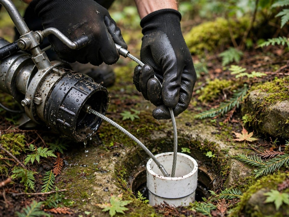Kent Apex Plumbing technician clearing a drain in Kent, WA